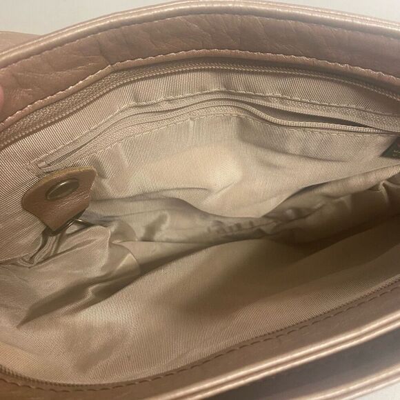 SAS Pebbled Metallic Tan Crossbody Shoulder Bag 10X3X7 Made in USA - Picture 15 of 15